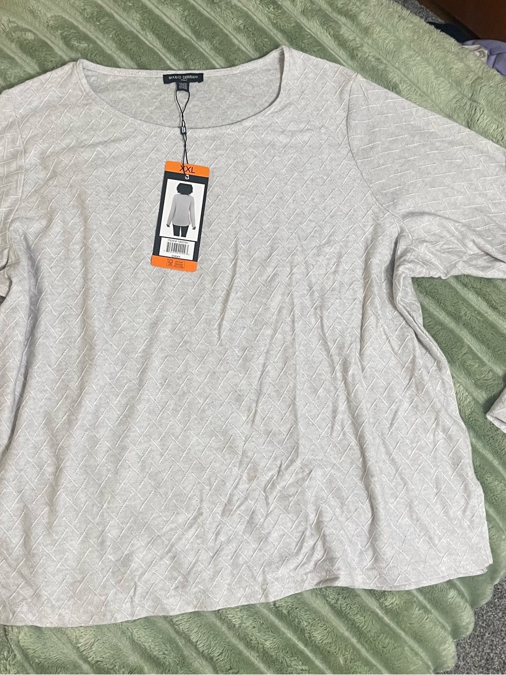 Light Gray Textured Long-Sleeve Women's Top